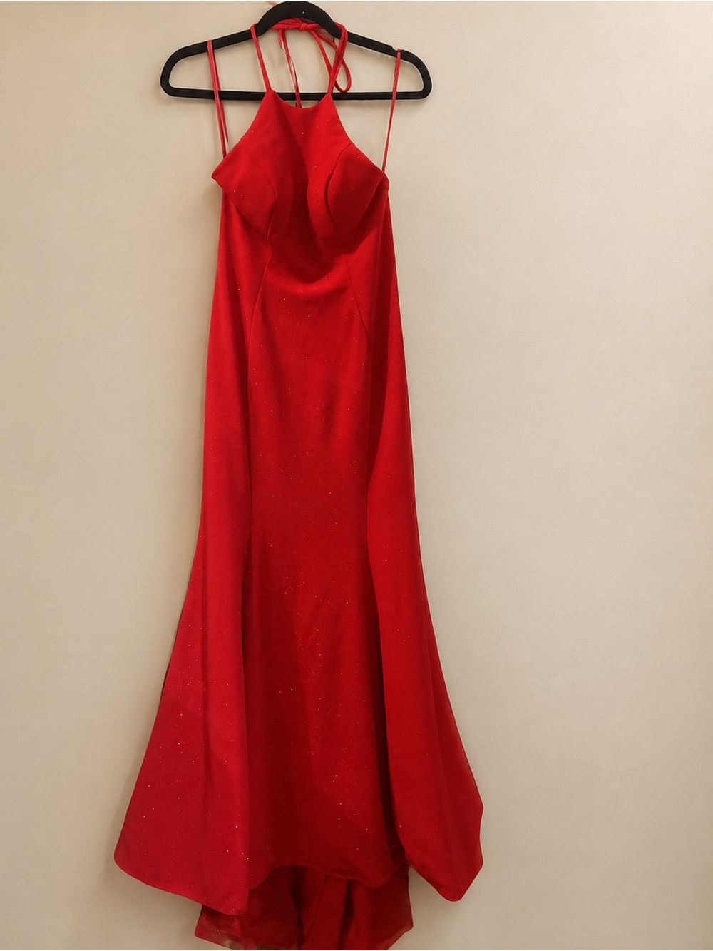 Clarisse Size 6 Red Glitter Mermaid Formal Evening Gown
